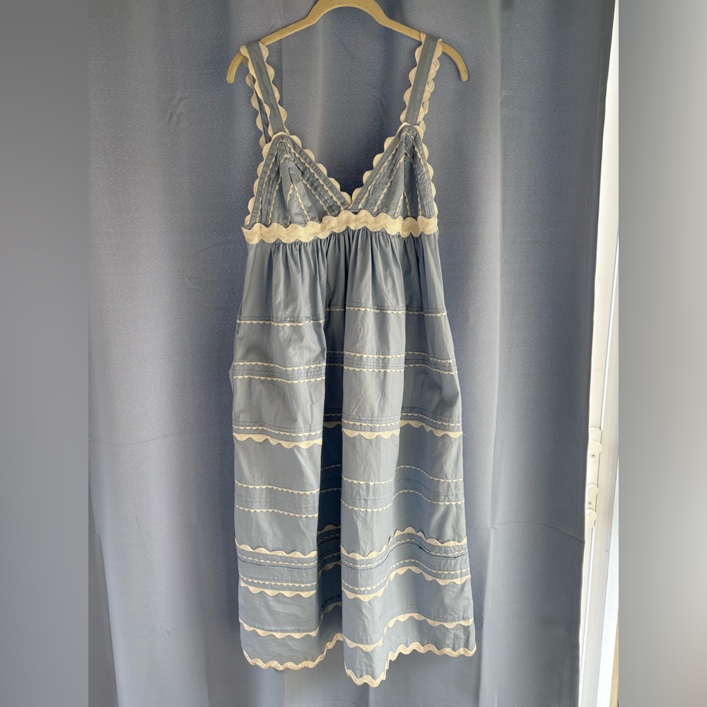 Sofie the Label M new nwt Jeanie midi dress light blue white sundress straps
